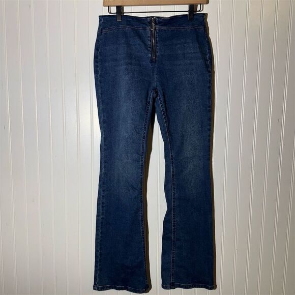 Vanilla Star Y2K 90s High Waist Flare Jeans w/ Zip Front Ring Pull - Size 9 W29 - Picture 1 of 6